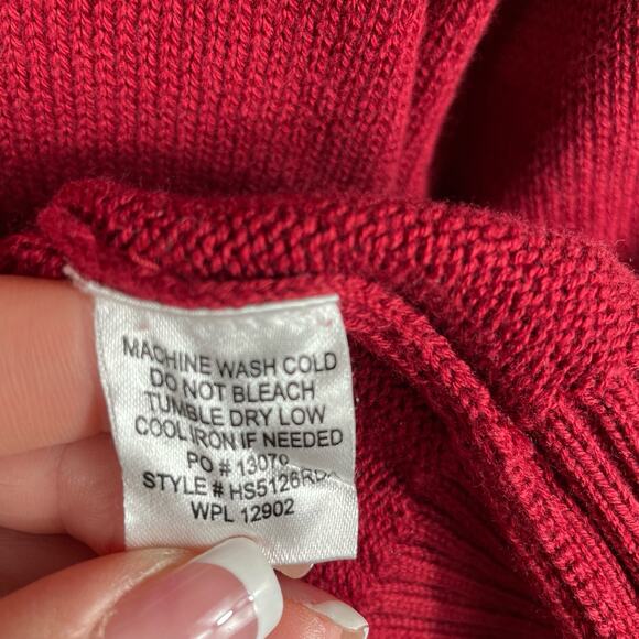 US Polo Assn Men SZ S Red 1/4 Zip Mock Neck Cotton Pullover Long Sleeves Sweater - Picture 5 of 11